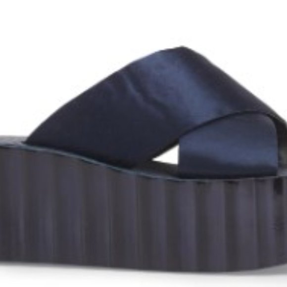 NIB! Tory Burch Scallop Wedge Flip Flop Satin size 10 Perfect Navy NWT - Picture 11 of 11